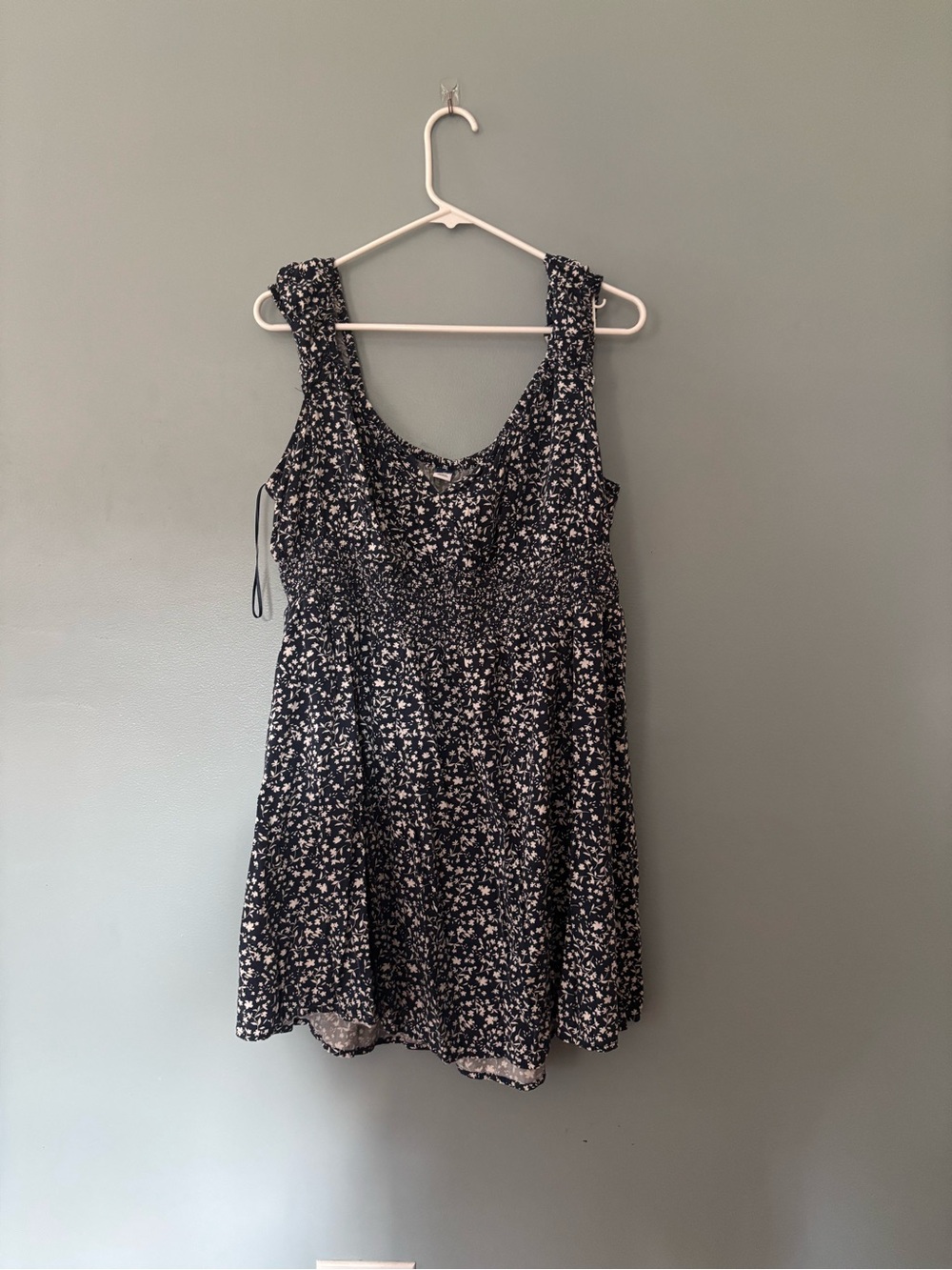 Old Navy Black Floral Smocked Mini Dress